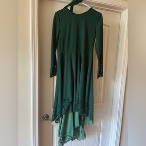 Medium green high/low dress with belt.Only worn once